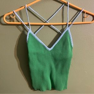 green and blue zara top